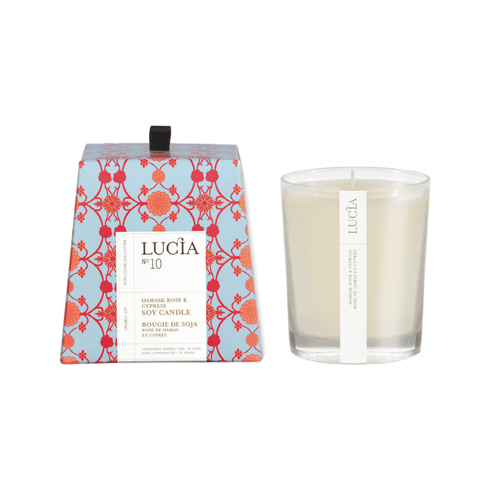No. 10  Rose Damask + Cypress Scented Candle