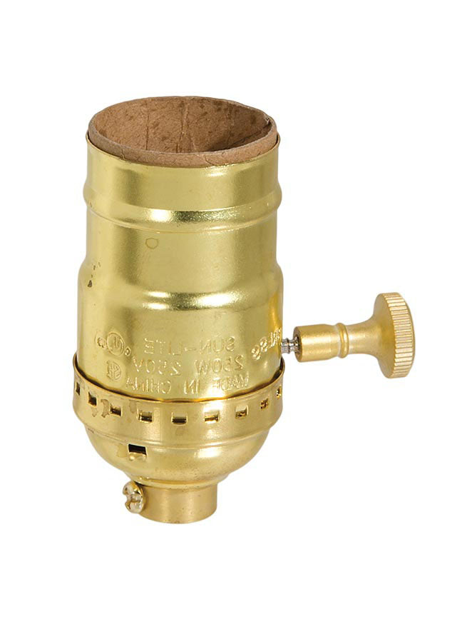 No UNO Thread Unfinished Brass Turn Knob Style Lamp Socket, E-26 Size, Choice of Turn Knob Interior