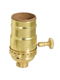 No UNO Thread Unfinished Brass Turn Knob Style Lamp Socket, E-26 Size, Choice of Turn Knob Interior
