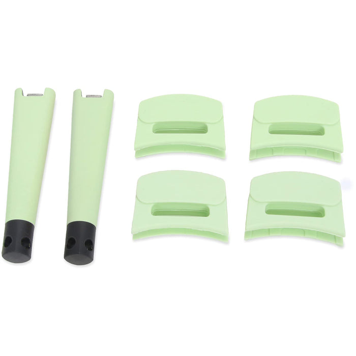Mint green Zavoir noir 6pc handle grip set for noir cookware collection on a white background