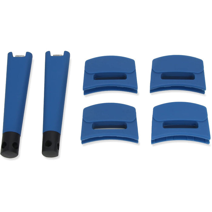 Royal blue Zavoir noir 6pc handle grip set for noir cookware collection on a white background