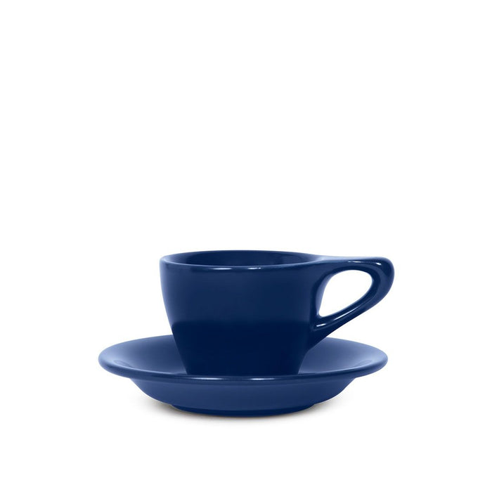 Notneutral indigo lino espresso cup and saucer displayed on a white background
