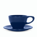 8 oz Indigo Notneutral lino latte cup and saucer displayed on a white background