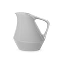 Front view of gray ceramic pitcher on a white background