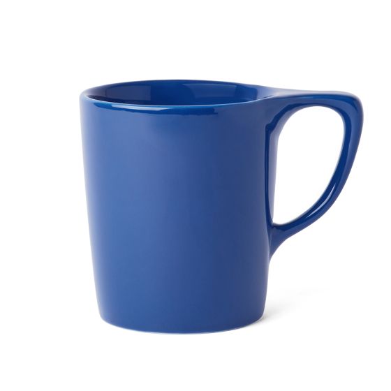 Indigo 16 oz notneutral lino porcelain coffee cup on a white background