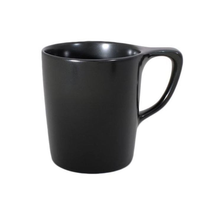 16 oz black Notneutral lino porcelain coffee cup displayed on a white background