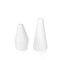 Two white ceramic vases on a white background
