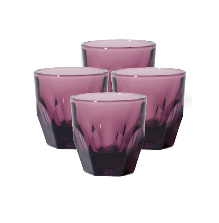 4 pack notNeutral amethyst Vero cappuccino glasses displayed on a white background
