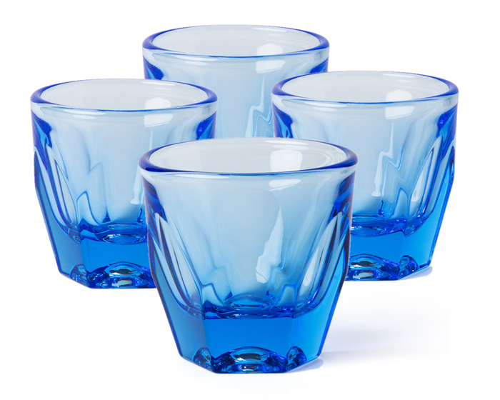 Set of 4 ocean blue Notneutral vero cappuccino glass displayed on a white background