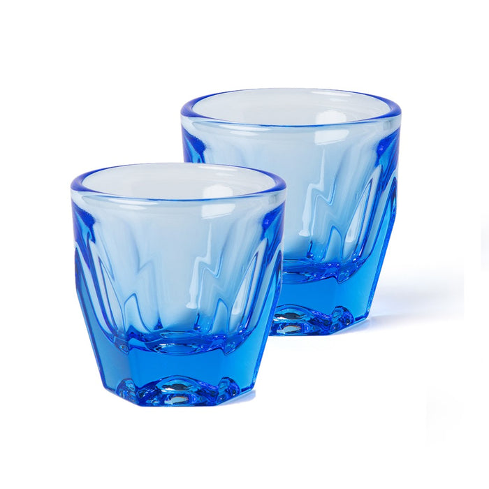 Set of 2 ocean blue Notneutral vero cortado glass displayed on a white background