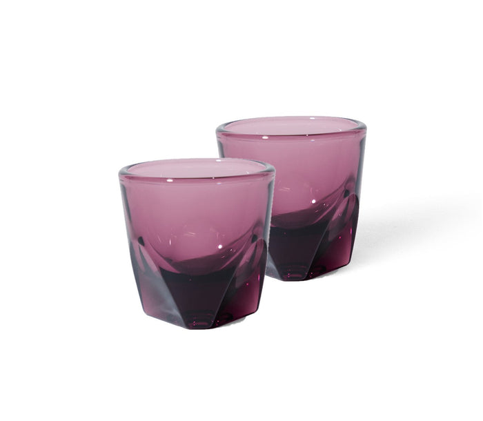 2 pack notNeutral amethyst Vero espresso glasses displayed on a white background