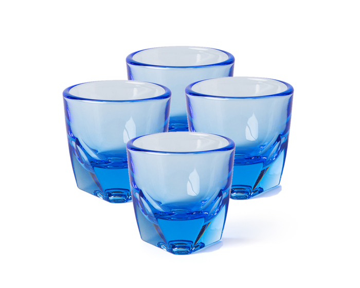 Set of 4 ocean blue Notneutral vero espresso glass displayed on a white background