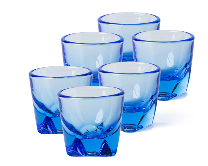 Set of 6 ocean blue Notneutral vero espresso glass displayed on a white background