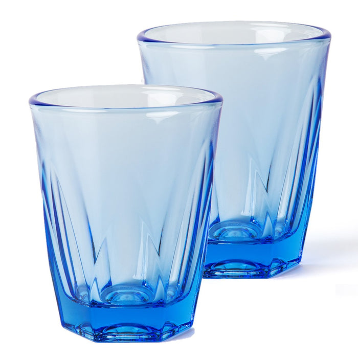 Set of 2 ocean blue Notneutral  vero latte glass displayed on a white background