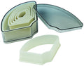 Set of baking molds in a clear case on a white background