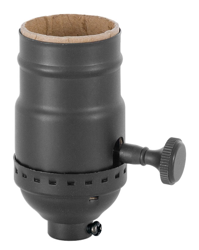 On-Off Turn Knob Satin Black Finish Brass Socket, No UNO