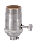 On-Off, Turned Brass Lamp Socket (E26) with Satin Nickel finish, UNO Thread
