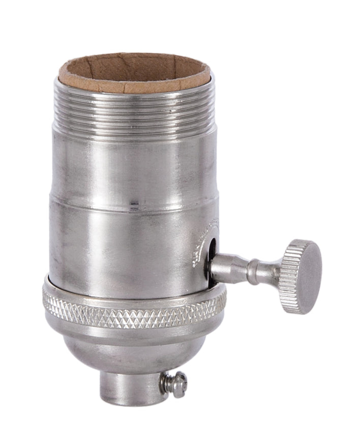On-Off, Turned Brass Lamp Socket (E26) with Satin Nickel finish, UNO Thread
