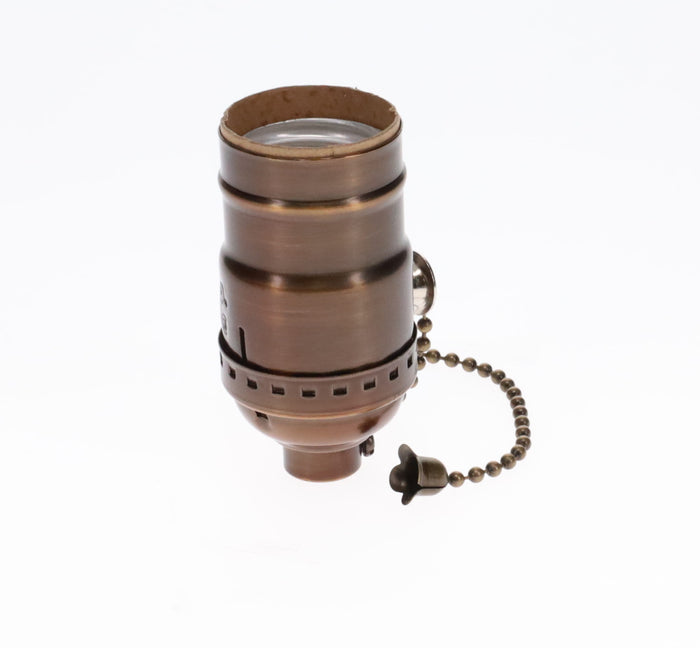 On/Off Pull Chain Solid Brass Socket, No UNO Thread, Antique Bronze (48286B)
