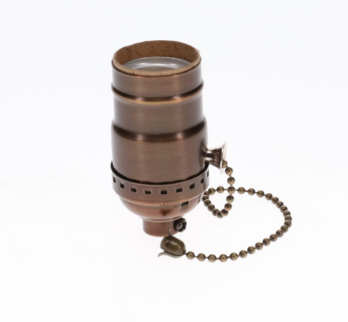 On/Off Pull Chain Solid Brass Socket, No UNO Thread, Antique Bronze (48286B)