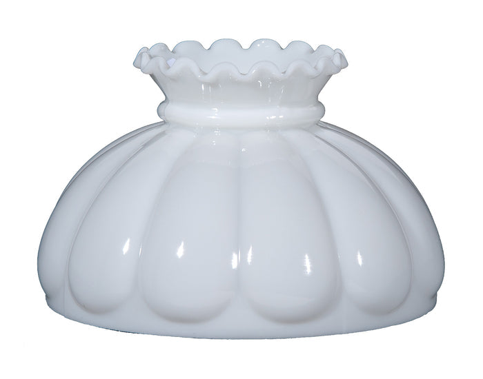 Opal Glass Melon Shade, Crimped Top, 10 inch fitter