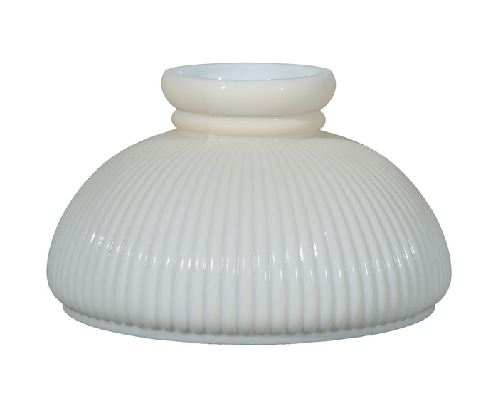 Opal Glass Student Shade, Ribbed Design Cream Background, 10 inch fitter