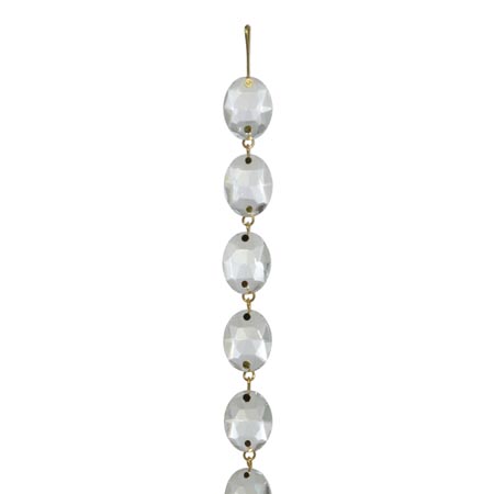 Oval Jewel Chain - Clear 1 meter (39") long, 11/16" (18mm) diameter beads
