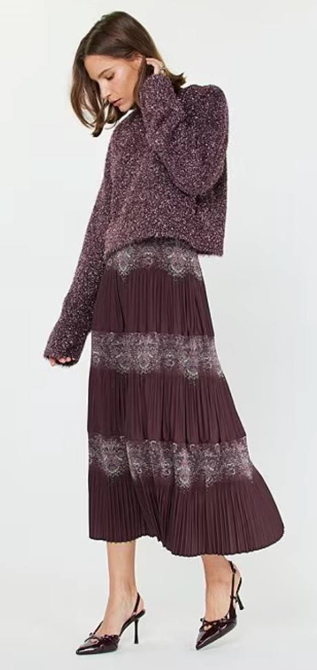 Paisley Print Pleated Skirt