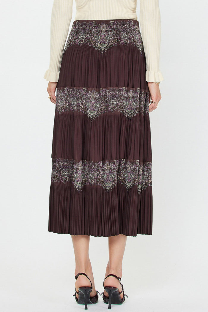 Paisley Print Pleated Skirt
