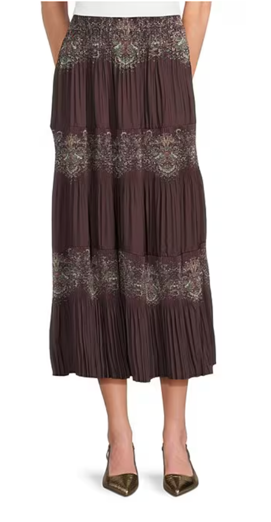 Paisley Print Pleated Skirt