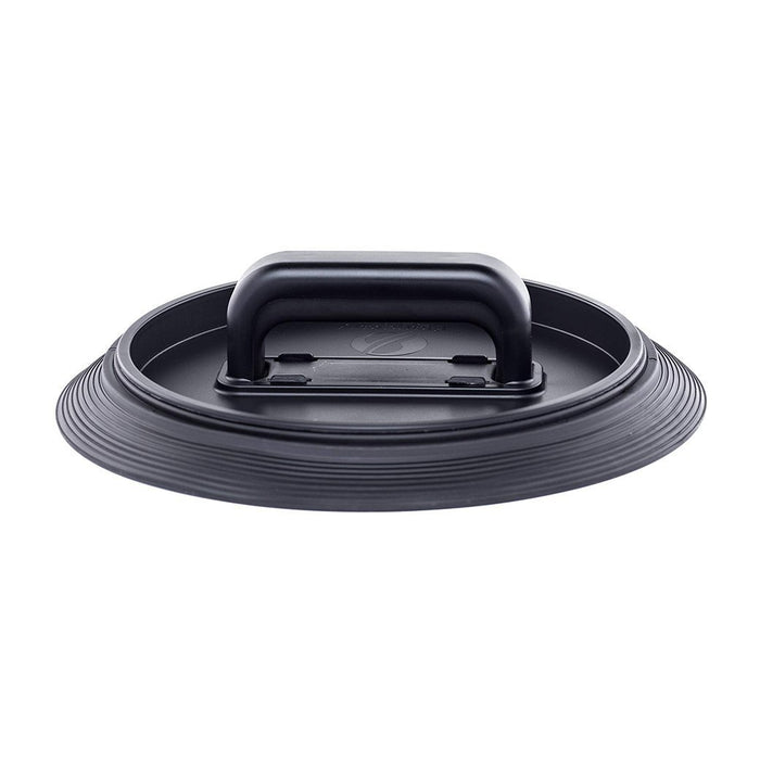 Black lid with handle on a white background