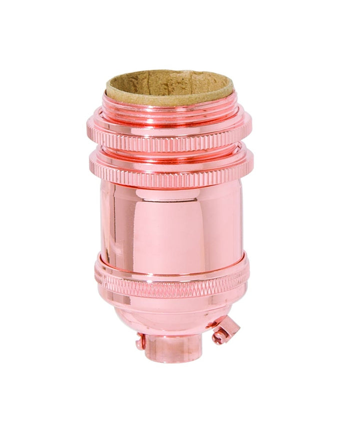 Polished Copper Finish Tall, Keyless Heavy Turned Brass Socket w/ Ground Screw Terminal