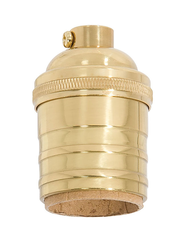 Polished & Lacquered Finish Heavy Turned Brass Keyless Sockets, No UNO Thread