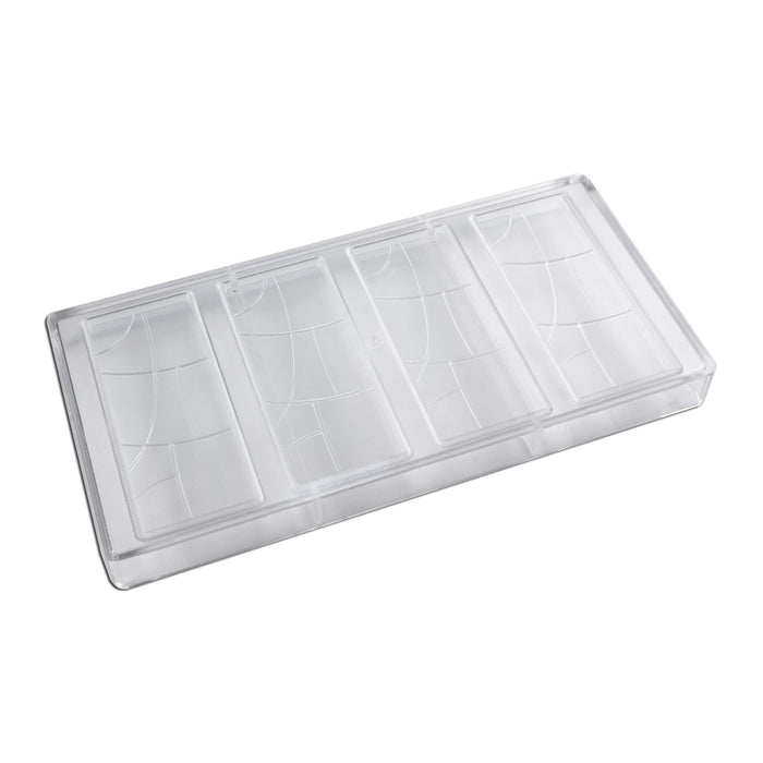 Clear plastic organizer with multiple compartments on a white background