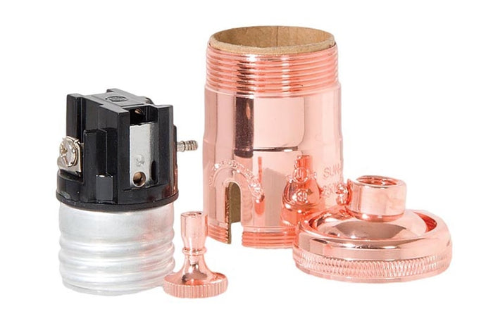 Premium Polished Copper Finish Heavy Turned Brass 3-Way Interior UNO Thread Socket