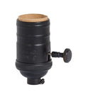 Premium Satin Black Finish E-26 Heavy Turned Brass Knob Lamp Socket, 3-Way, No UNO Thread