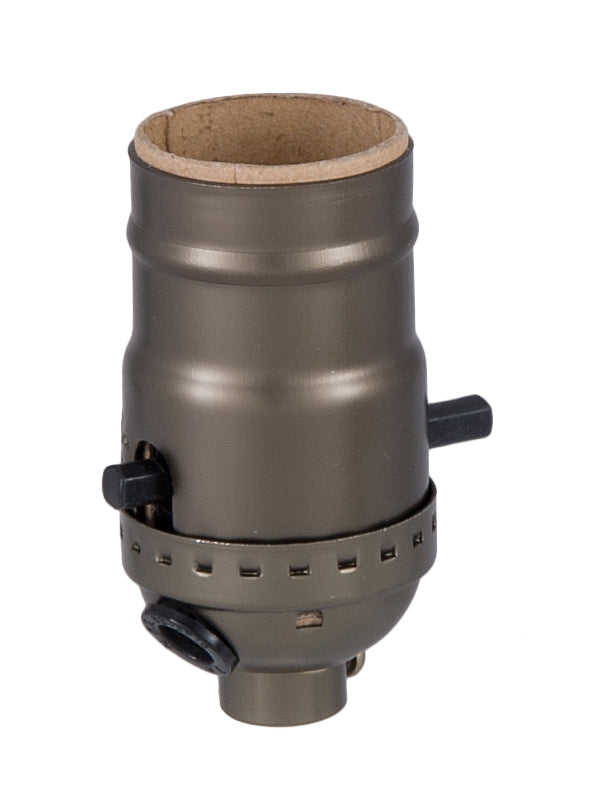 Push-Thru Medium Base Lamp Socket with Antique Brass finish and SIDE CORD OUTLET Cap