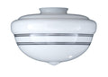 Quad Black Banded Schoolhouse Opal Glass Shade, 4 or 6 inch lip fitter