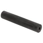 Black cylindrical object on a white background