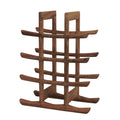 Front view of brown teak oriental bottle holder displayed on a white background