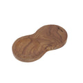 Teak coffee tray shaped as a bean displayed on a white background