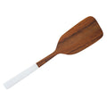 Rico & Plato bistro teak spatula with white handles displayed on a white background