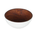 Rico & Plato chico teak bowl with white exterior displayed on a white background