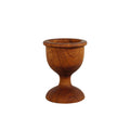 Front view of teak egg cup displayed on a white background