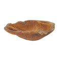Side view of Rico & Plato dora teak serving bowl with integral handles displayed on a white background