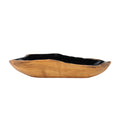 Front view of medium teak bowl with black interior displayed on a white background
