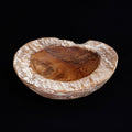 Large whitewash teak bowl displayed black background