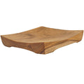 Side view of Rico & Plato mick teak serving tray displayed on a white background