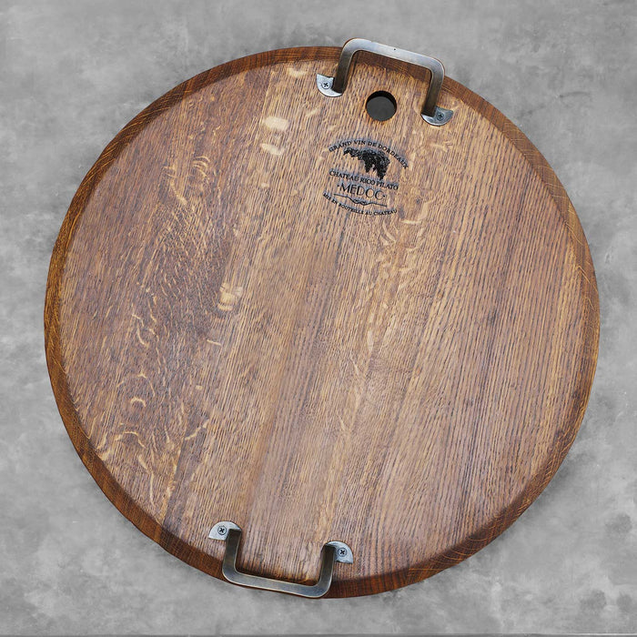 Oka serving platter with metal handles displayed on a grey background
