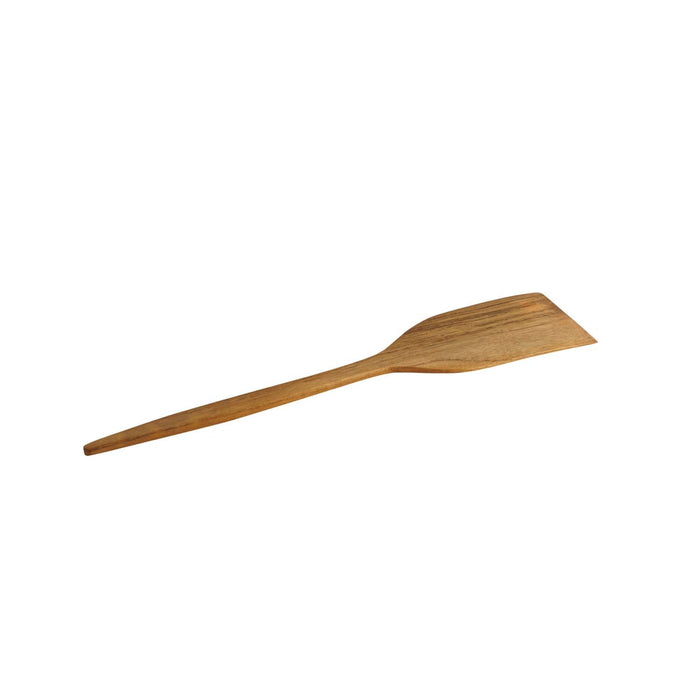 Teak spatula displayed flat on a white background
